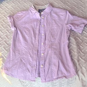 Woolrich- size Petite XS womens adjustable short sleeve button down shirt